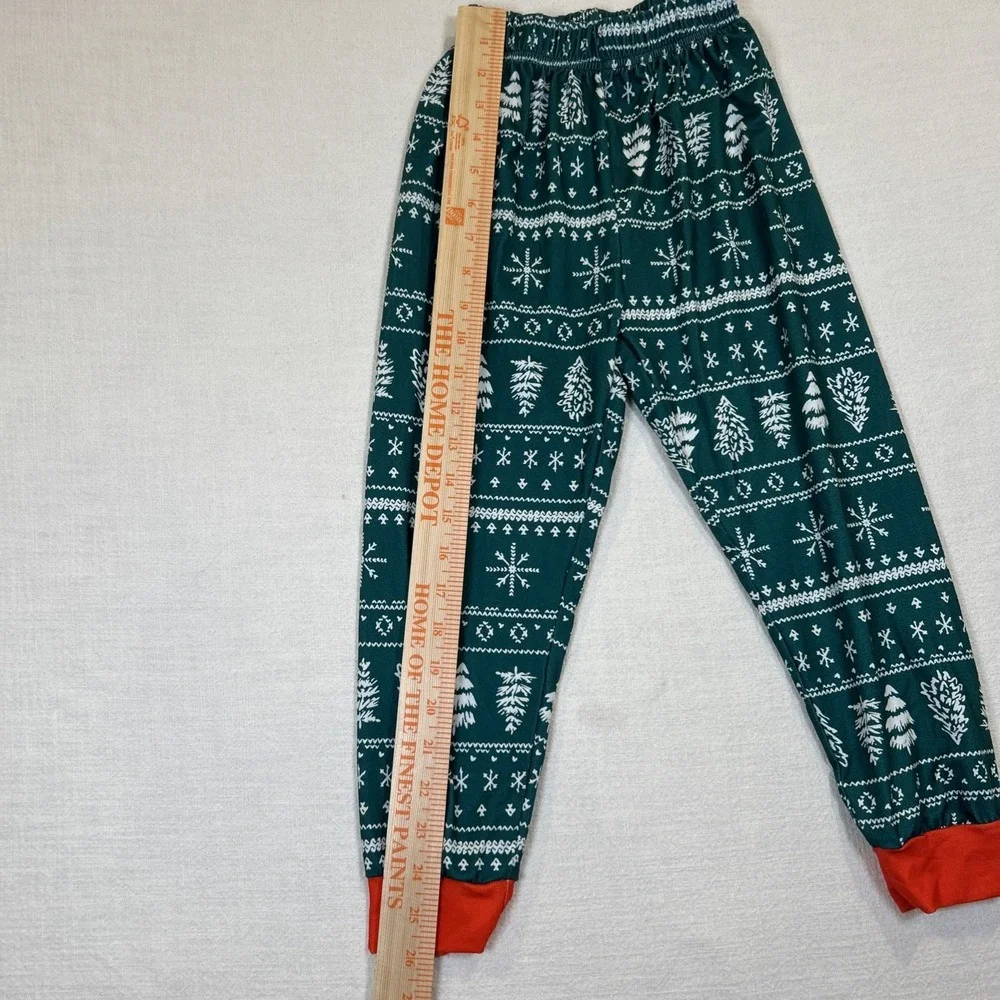 Kids Christmas Pajama Set Green Red Christmas Tree Holiday Snowflake 7T
